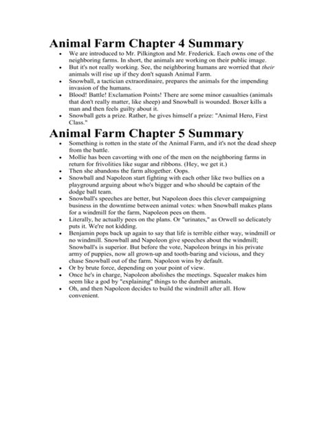 Animal Farm Chapters 4 & 5 Summary