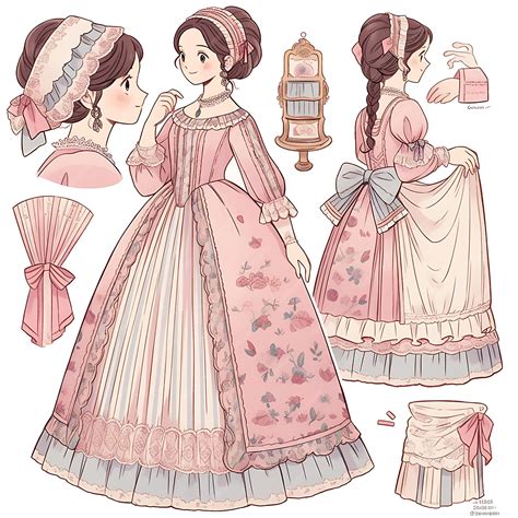 Premium Photo | Anime Character Design Female Regency Era Wedding Gown