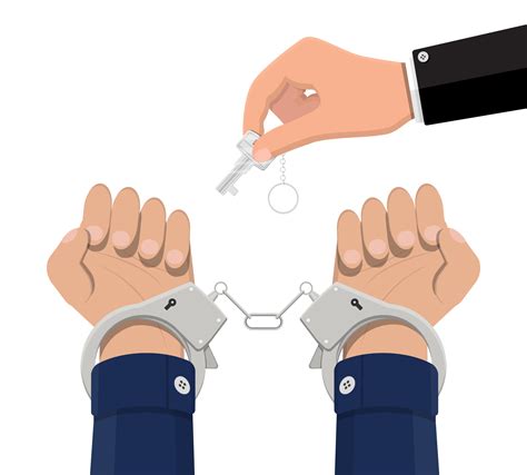 Hand with key unlocking handcuffs. 35773459 PNG