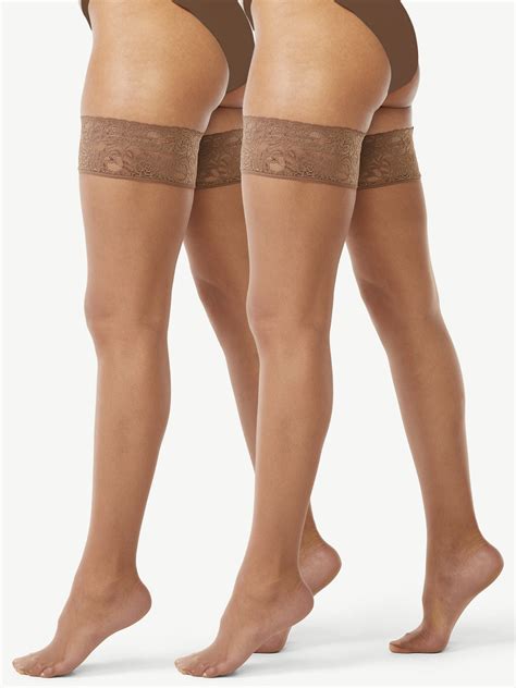 joyspun womens sheer lace top thigh highs  pack lightweight  denier