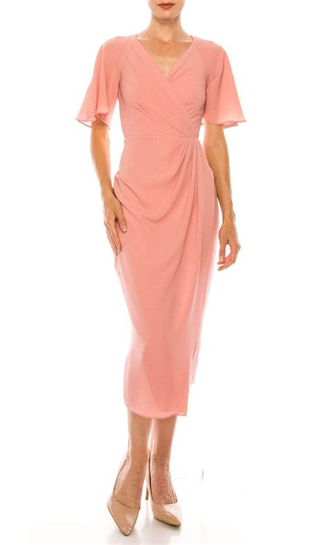 Maggy London G4077M - V-Neck Tea Length Formal Dress – Couture Candy