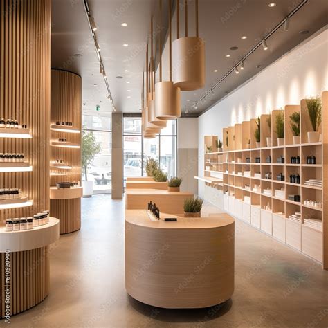retail store layout clean modern tall ceilings  great lighting