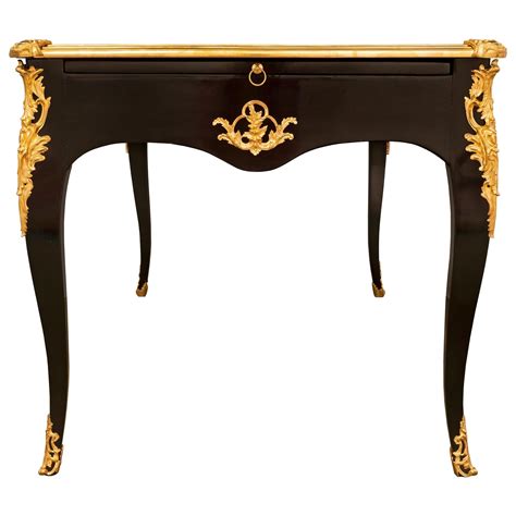 French 18th Century Louis XV Period Ebony And Ormolu Bureau Plat