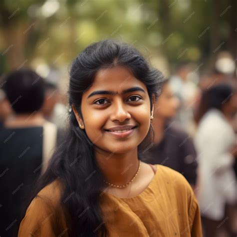Premium AI Image | South Indian girl with long black hair is standing