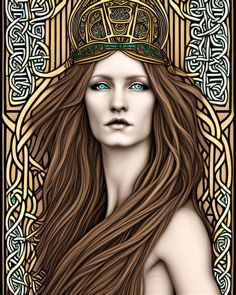 Celtic Queen Art Nouveau Graphic · Creative Fabrica