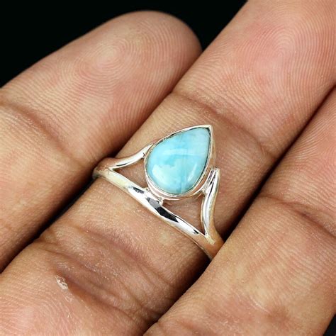 Larimar Ring Larimar Stone Ring Larimar Gemstone Handmade | Etsy