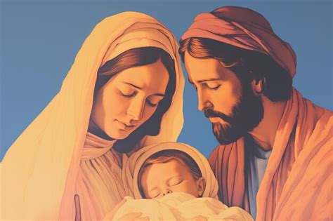 Premium AI Image | Illustration of nativity scene mary and joseph with ...