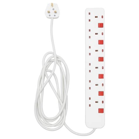 KOPPLA white, 6-way extention lead with 6 switches - IKEA UK