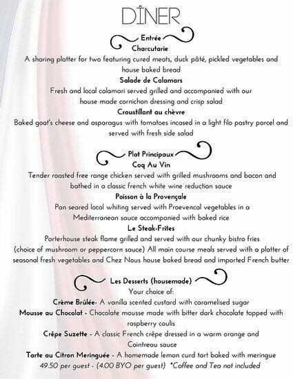 Bistro Chez Nous Menu, Menu for Bistro Chez Nous, Surrey Hills ...