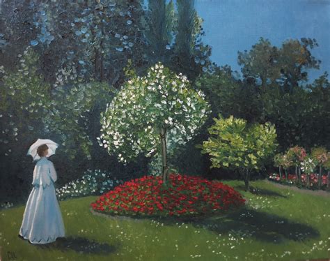 Картина маслом - свободная копия Моне- Дама в саду, 50x40