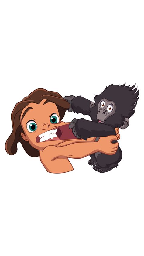 Tarzan and Baby Gorilla Sticker | Baby disney characters, Disney ...