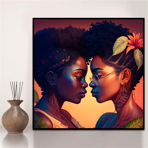 Lesbian Printable Wall Art Lesbian Couple Art Black Women - Etsy