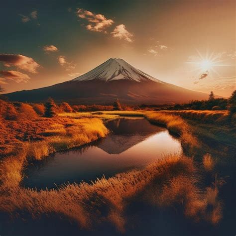 Premium AI Image | sunrise over mt fuji