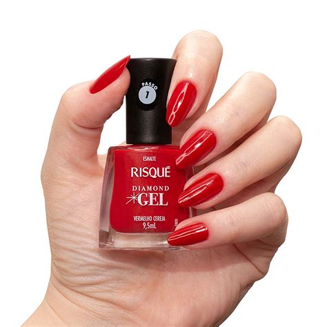 Risque Vermelho - Esmalte Risqué Diamond Gel Vermelho Cereja Cremoso 9,5ml