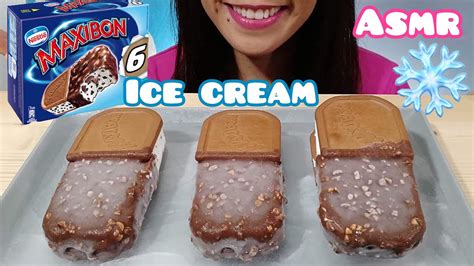 ASMR Chocolate Covered Ice Cream Sandwiches Maxibon Eating Sounds - YouTube
