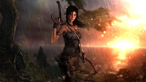 Desktop Wallpapers Tomb Raider 2013 Lara Croft female Rain 3840x2160