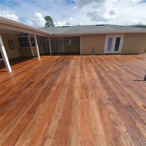 Concrete Wood Plank Flooring | Stained concrete driveway, Stamped ...