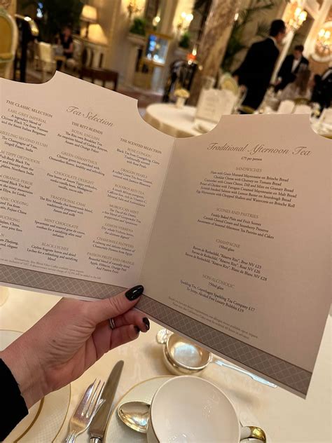Menu at The Ritz Restaurant, London