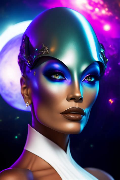 Lexica - Close-up of A strange female alien supervillain with galaxy