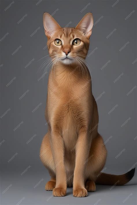 Premium Photo | Abyssinian cat isolated on grey background