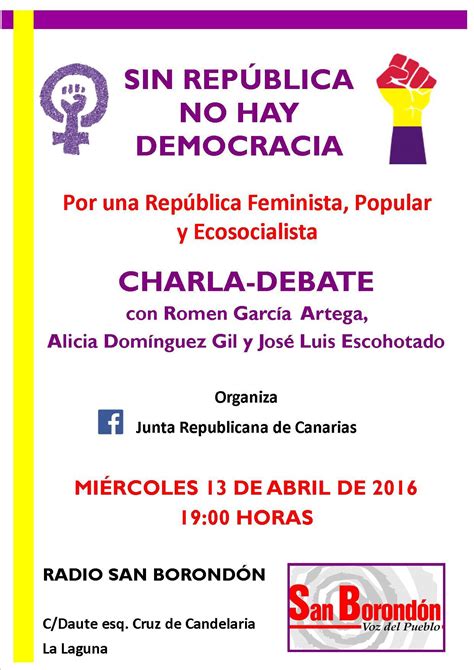 Actos programados por la Junta Republicana de Canarias para abril de