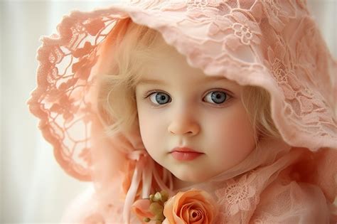 Premium Photo | Dreamy Baby on Peachy Pink Background