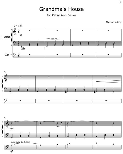 Grandma's House - Sheet music for Piano, Cello