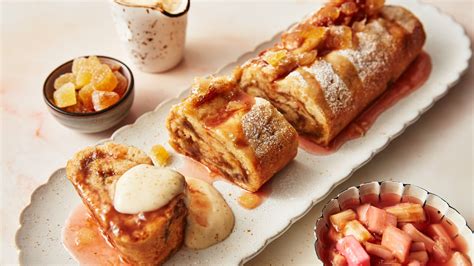 Rhubarb Jam Roly Poly with Ginger Custard Recipe - Booths