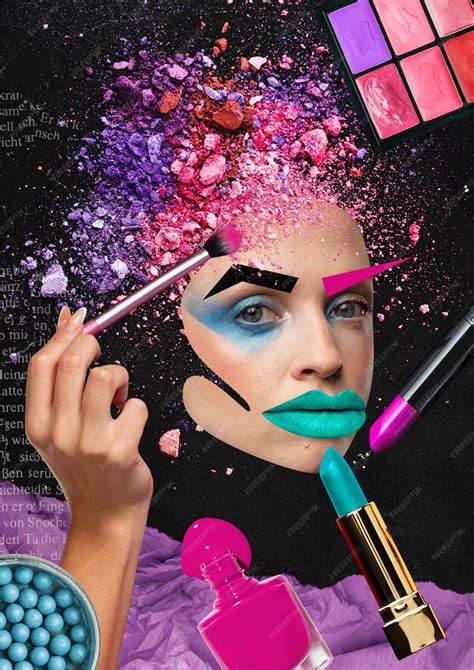 Premium Photo | Cheerful makeup collage