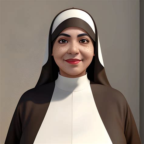 Masterpiece, full-body, realistic 3D, adult Hispanic female, nun