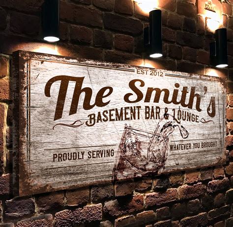 Personalized Basement Bar Sign, Custom Bar Sign, Vintage Bar Sign