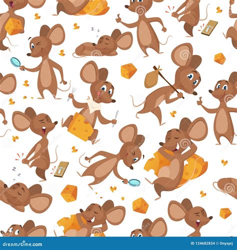 seamless pattern mouse vector mouses character  white stock vector
