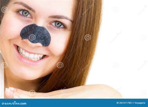 Woman Applying Pore Strips on Nose Stock Image - Image of cleansing ...