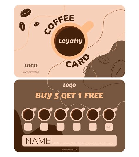 Vector loyalty card template. Vip card for coffee shop customers. Every