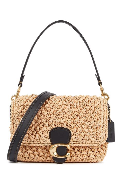 coach tabby sand textured straw cross body bag  natural lyst uk