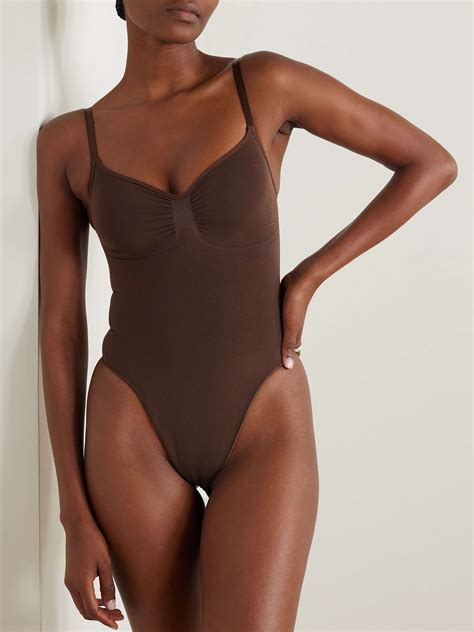 skims seamless sculpt thong bodysuit cocoa net  porter