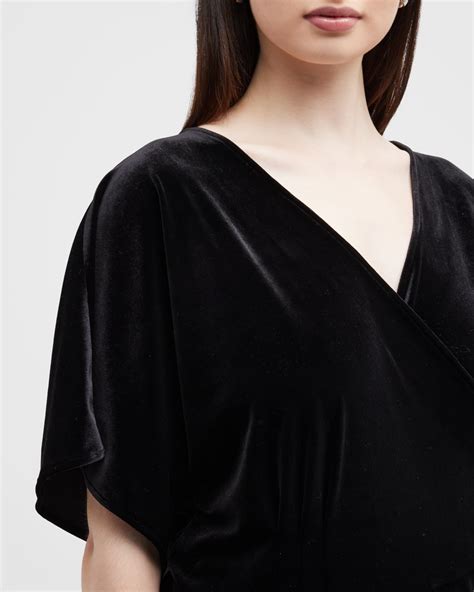 Whitney Morgan Plus Size Velvet Wrap Midi Dress | Neiman Marcus