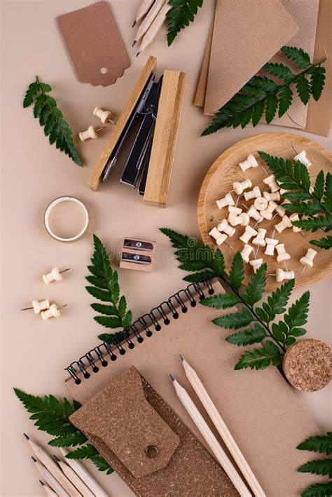 Eco Wooden Craft Stationery. Sustainable Life Concept Stock Image ...