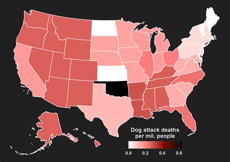 [OC] Rate of dog attack deaths in the US by state, 2018-2021 : r