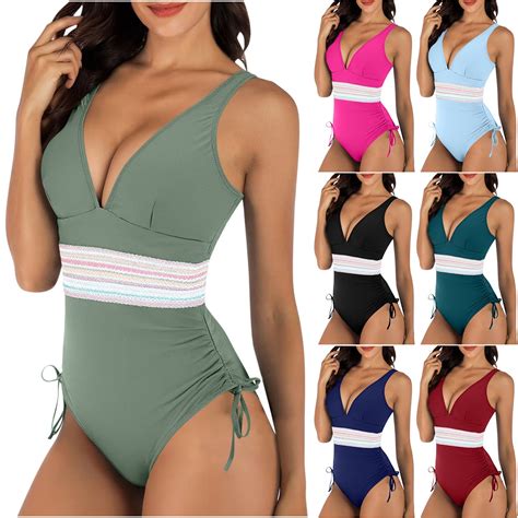 FNFYFH One Piece Swimsuit Women Tummy Control Tie Side High Cut Bathing