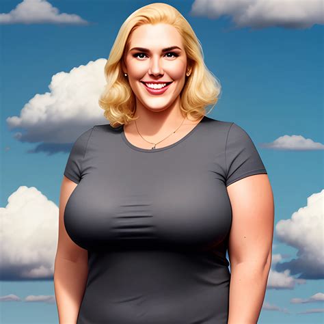 huge tall and strong plus size blonde smiley young girl with sma