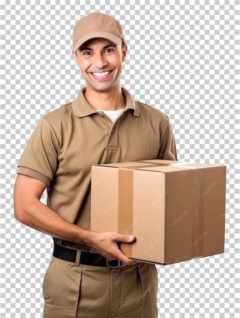 Premium PSD | UPS Delivery Man Isolated on Transparent Background