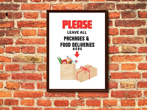 Leave Deliveries Sign Printable Sign, Food Deliveries Sign, Please