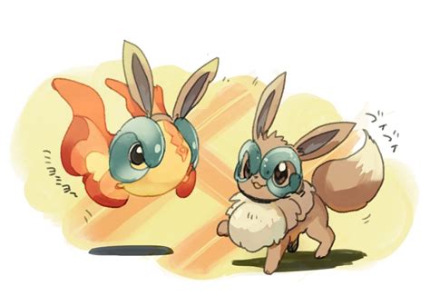 eevee and chi-yu (pokemon) drawn by hiratai_tori | Danbooru