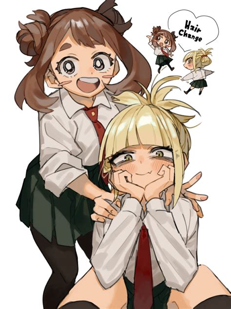 uraraka ochaco and toga himiko (boku no hero academia) drawn by horie