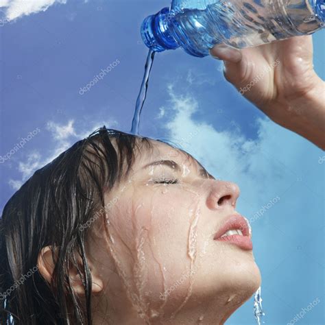 Thirsty woman on sky background — Stock Photo © chepko #5646687