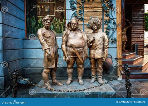 Yerevan, Armenia - 26 September, 2016: Trus, Balbes and Byvalyj Statues ...