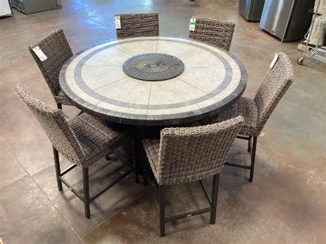 Agio Anderson 7-piece Fire Outdoor Patio Dining Set | Online Auctions ...