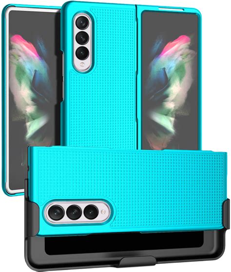 Case with Clip for Galaxy Z Fold 3 5G, Nakedcellphone Grid Texture Slim