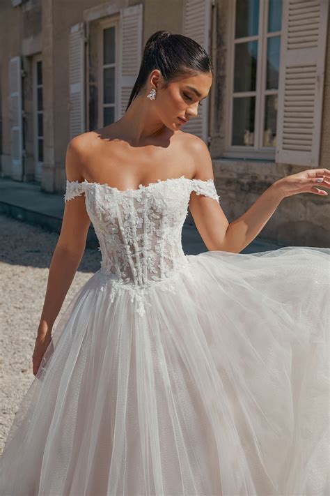 44469: Basque Waist Ball Gown with Scooped Off-The-Shoulder Neckline